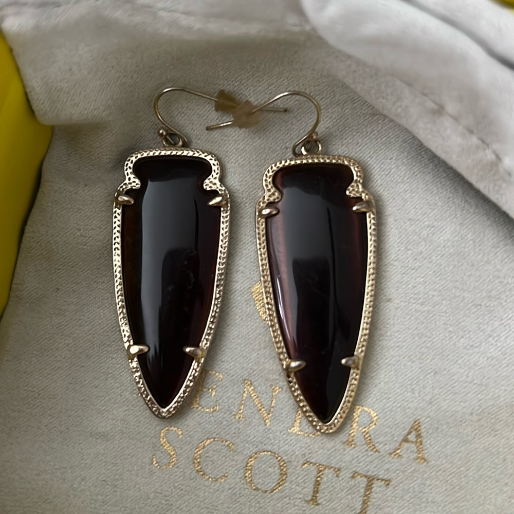 Kendra Scott large Skylar drop earrings in brown